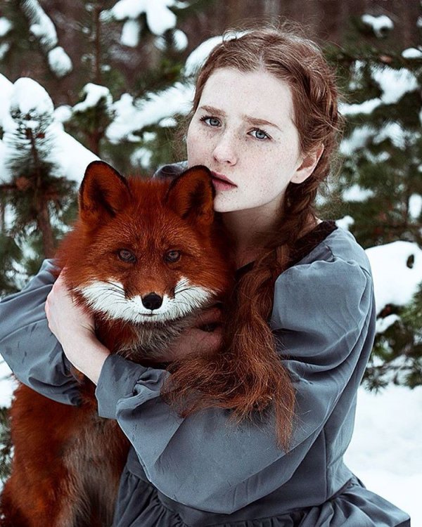 Рыжеволосые девушки-модели с лисицей – сказочные портреты от художницы из Санкт-Петербурга